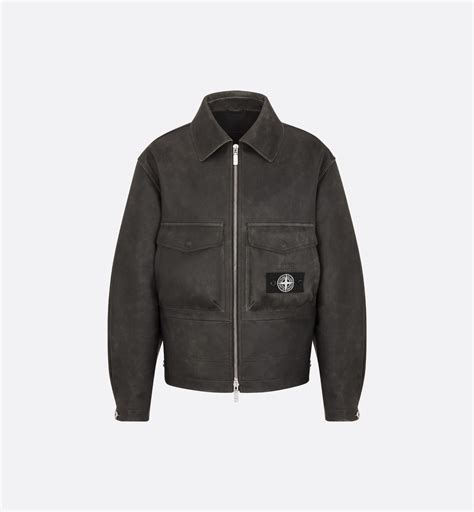 DIOR AND STONE ISLAND Jacke Lammnappaleder in Schwarz 